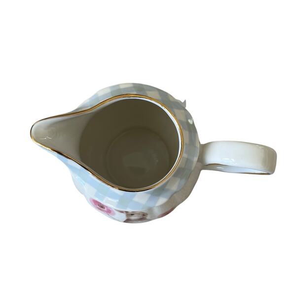 Grace Teaware Floral Gingham Bunny Fine Porcelain Creamer NEW - Picture 4 of 12